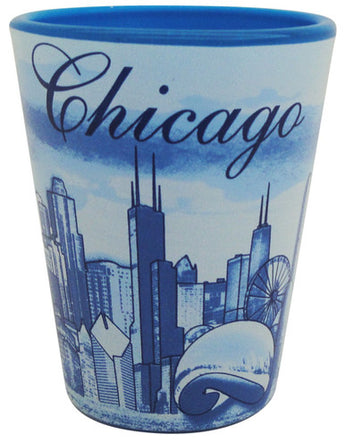 Chicago Shotglass with Stylish Blue Design