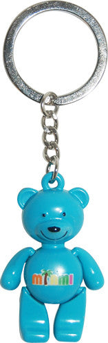 Blue Miami Bear Keyring with Moving Miami Word Feature