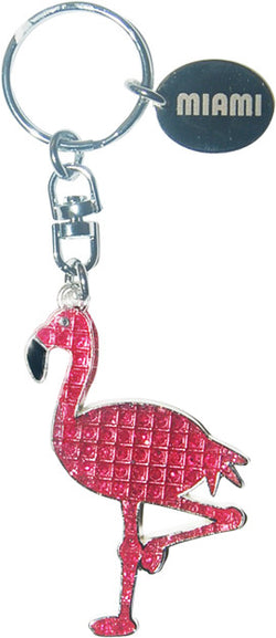 Magic Glitter Miami Flamingo Pink Keyring with Tag