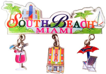 SOUTH BEACH MIAMI DANGLE MAGNET - Stylish Coastal Souvenir