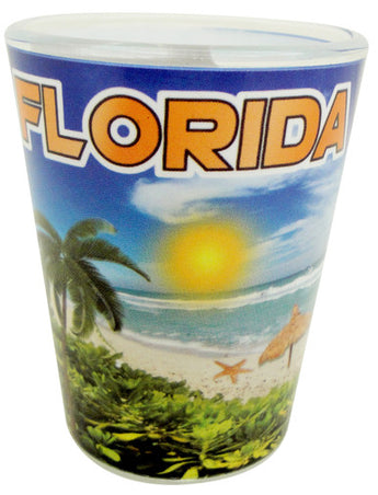 Florida Beach Skyline Shotglass in Blue