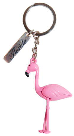 Pink Toy Florida Flamingo Keyring with Tag