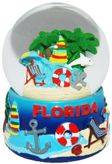 Florida 65mm Waterball Blue with Beach Icons and Pink Florida Word