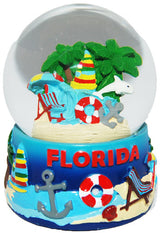 Florida 65mm Waterball Blue with Beach Icons and Pink Florida Word