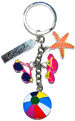 Orlando Dangle Keychain with Seastar Flip Flop, Ball, Sunglasses,