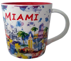 MIAMI 16oz Cup - White Water Color with Red Interior