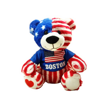 Toy Boston Bear Sitting Plush – USA Flag Design