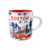 BOSTON 16oz White Water Cup with vibrant red interior – a stylish and functional addition to your drinkware collection.