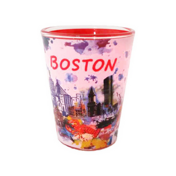 Boston Clear Water Shot Glass with Red Interior