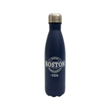 Matte Blue Steel Boston Travel Mug Bottle – sleek, insulated bottle with EST 1630 engraving for hot or cold drinks.