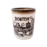 Boston Mini Ceramic Cup featuring a unique white and brown drip finish – a stylish and functional addition to your tableware collection.