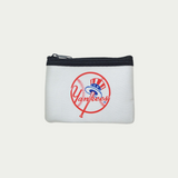 Yankees coin purse, with Yankees logo in the middle in red