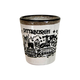 Pittsburgh Mini Ceramic Cup with unique drip design – perfect for espresso or decoration.