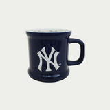 Blue Yankees mug, with embossed Yankees logo in white placed in the middle and Yankees written in the middle of the mug
