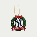 Yankees Christmas Ornament with the Yankees logo in the middle