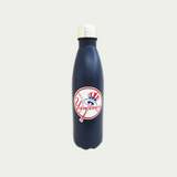Dark blue Yankees water bottle, with Yankees logo in the middle.