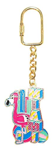 Miami Beach Souvenir Keychain Featuring Famous Pink Flamingo