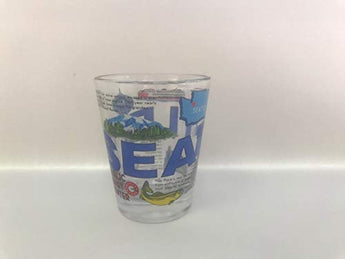 City of Seattle at Night, Black and White Skyline Souvenir Shot Glass