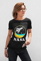 CityDreamShop NASA Retro Rocket-Ship Short Sleeve T-Shirt (Small) Black