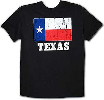 CityDreamShop State of Texas Distressed Flag Short Sleeve T-Shirt (M) Black