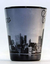 Chicago Illinois Black B & W Skyline Shot Glass ctm