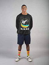 CityDreamShop NASA Retro Rocketship Designed Long Sleeve Shirt (XL) Black