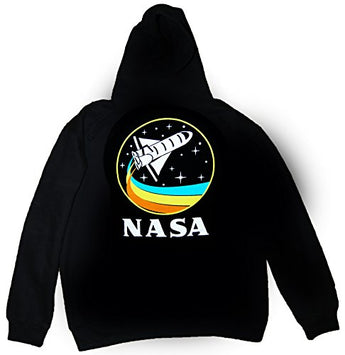 CityDreamShop NASA Retro Rocket-Ship Hooded Sweatshirt (Large)