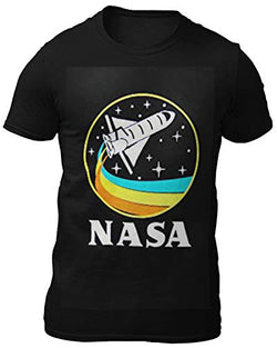 CityDreamShop NASA Retro Rocket-Ship Short Sleeve T-Shirt (Medium) Black