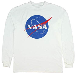 econoShirts NASA Meatball Logo Long Sleeve Shirt Space Shuttle Rocket Science Geek Tee (X Large, White)