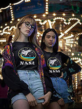 CityDreamShop NASA Retro Rocketship Designed Long Sleeve Shirt (XL) Black
