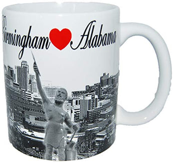Birmingham Alabama Black and White Skyline Coffee Mug- Featuring Heart Birmingham
