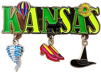 Kansas 3 Charm Dangle Metal Magnet