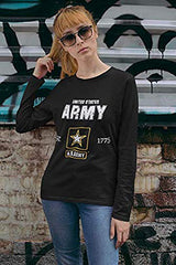 U.S. Army Official Army Logo Comfortable Long Sleeve Shirt #ArmyPride, Black, Small