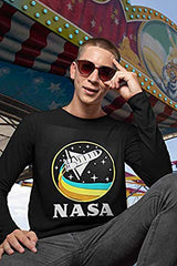 CityDreamShop NASA Retro Rocketship Designed Long Sleeve Shirt (XL) Black