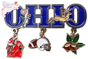 State of Ohio 3 Charm Metal Dangle Magnet
