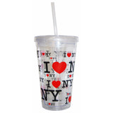 I Love New York Tumbler Coffee Mug With Straw.