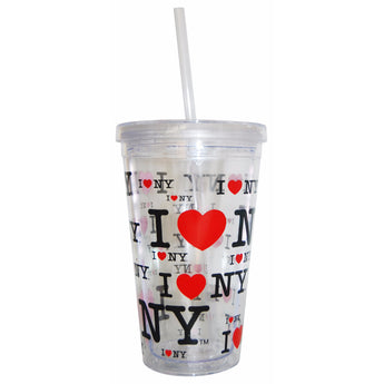 I Love New York Tumbler Coffee Mug With Straw.